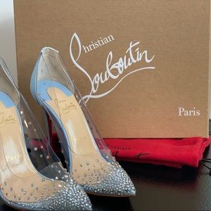 Christian Louboutin Size 37 Degrastrass PVC 100 Sky Blue